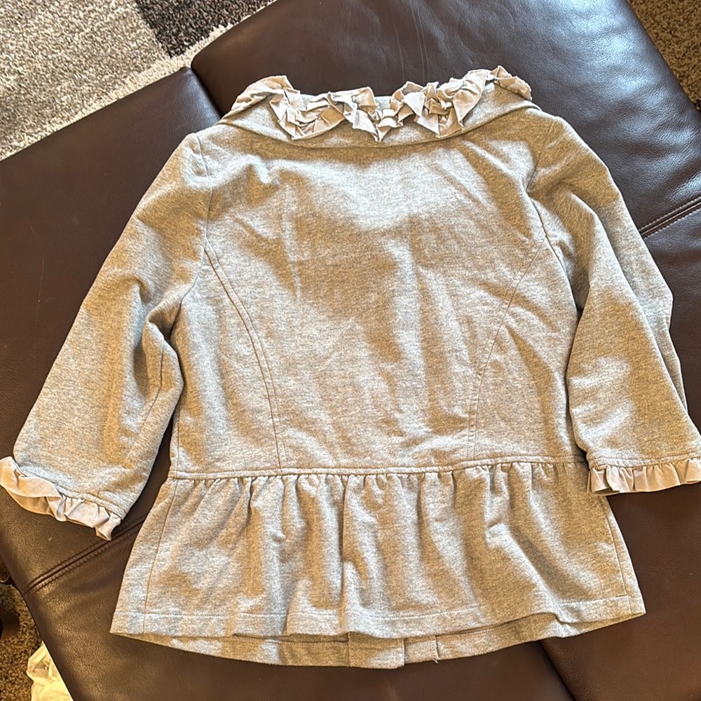 Gray Ruffled Button-Up Jacket - image 6